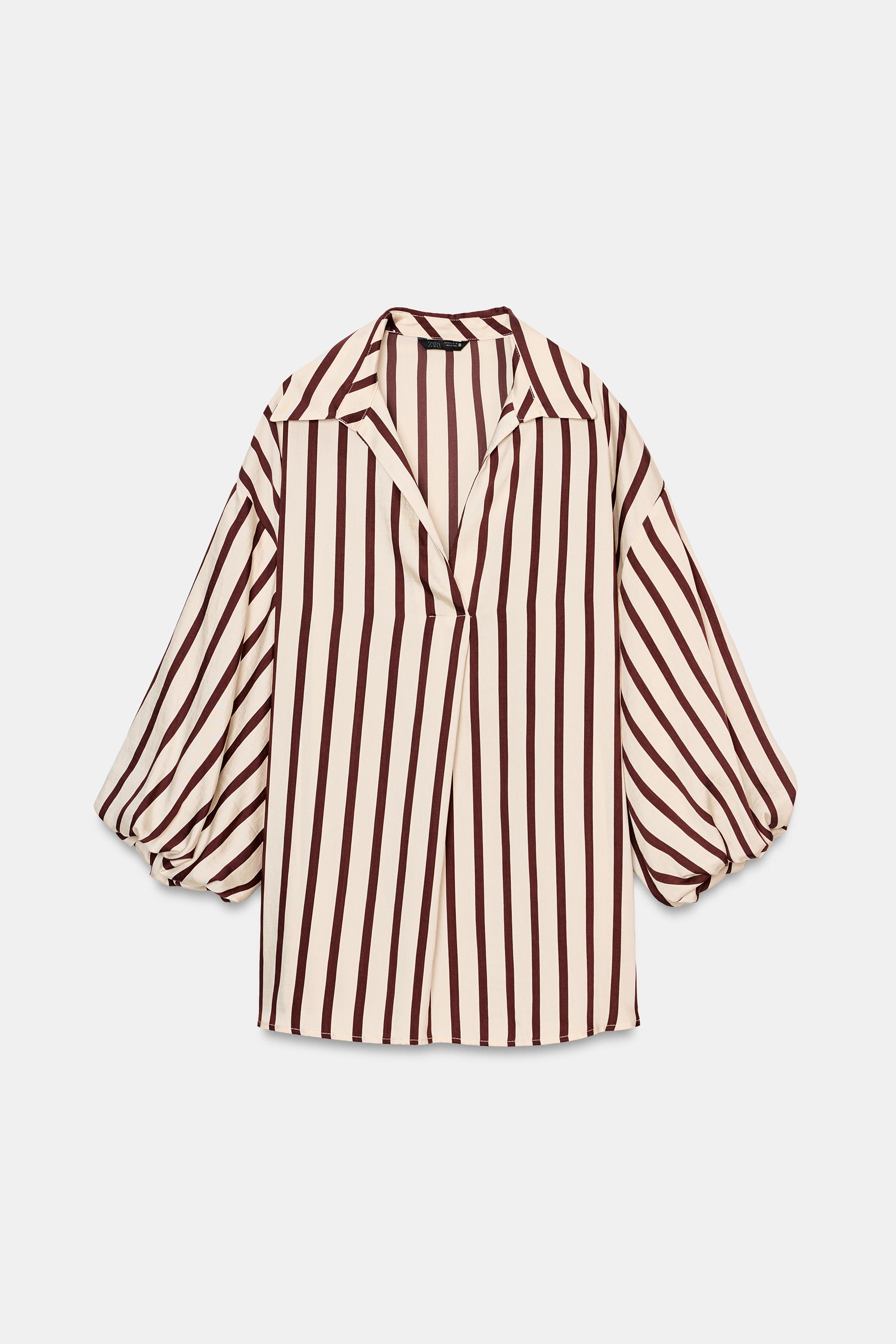 CHEMISE À RAYURES ET MANCHES BOUFFANTES